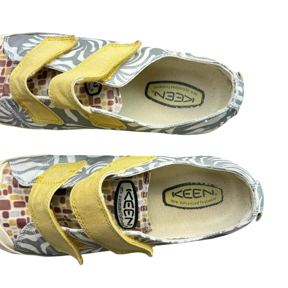 Keen Sula Shoes Wome Gray/Yellow Hook and Loop Double Strap Comfortable Sneakers - Picture 2 of 11